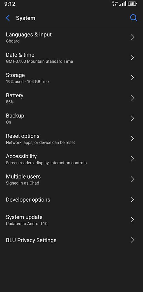 BLU Android 10 beta update