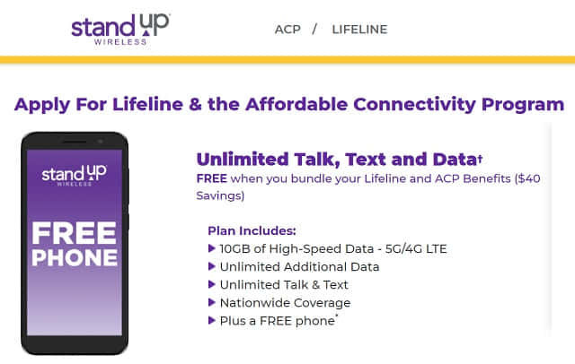Standup Wireless ACP free phone tablet